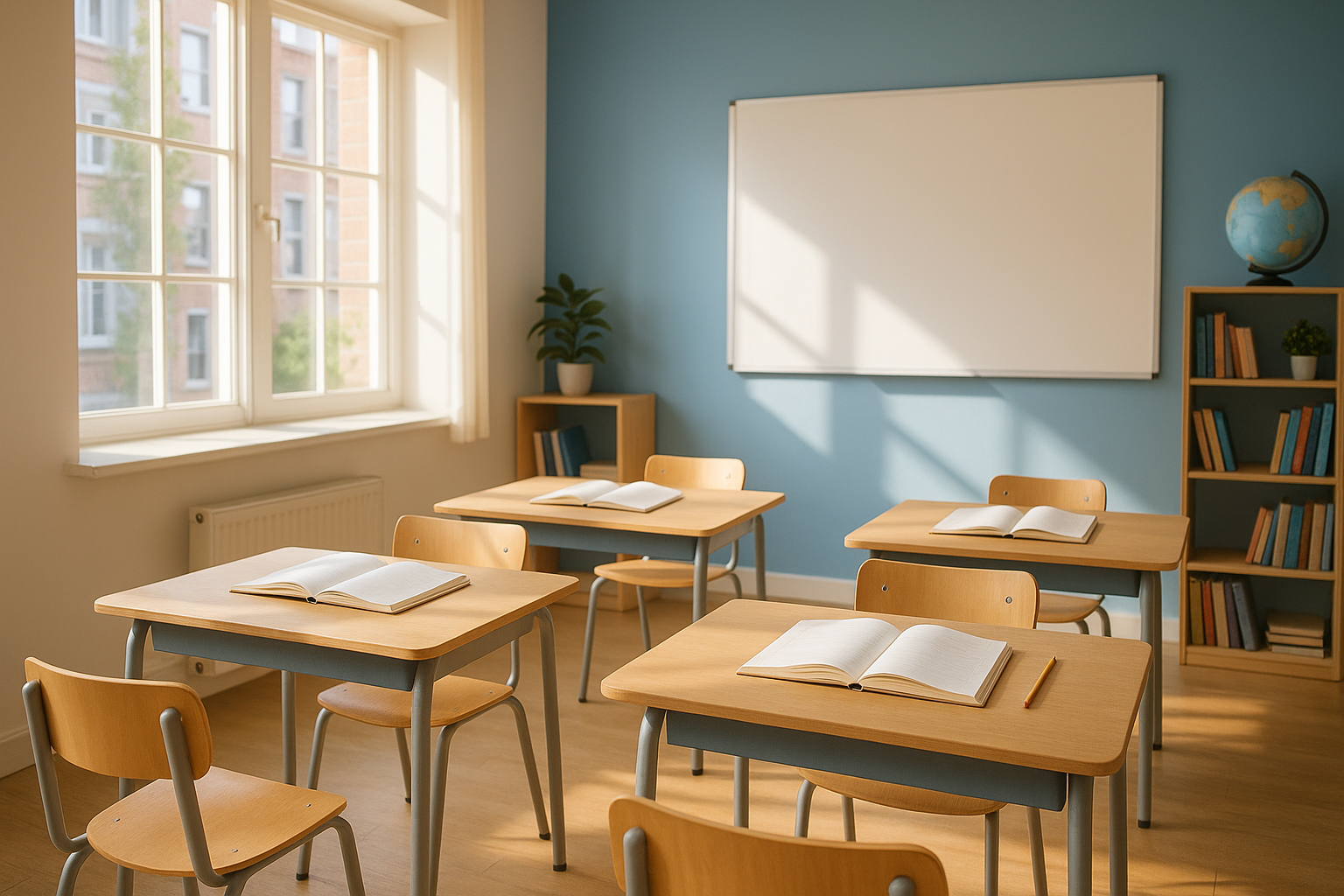 明るく集中できる学習塾の教室